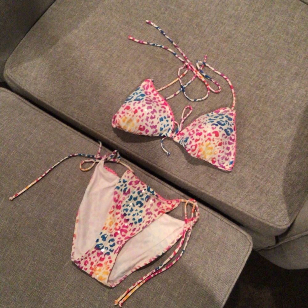 Victoria’s Secret bikini swimsuit rainbow Leopard sequin bathing suit - Picture 3 of 9